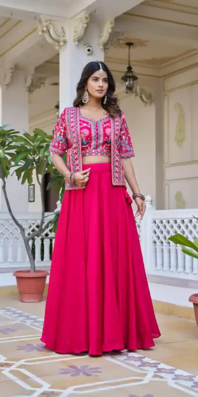Ram 142 Pink Vichitra Lehenga Choli with Embroidery Work & Thread Embroidery. Introductory Price ₹2549. Delivery 4-6 Working Days. Shop now. | Lehenga, Bollywood Lehenga, Creative Lehenga, Designer Lehenga, Embroidered Lehenga, Party Wear Lehenga