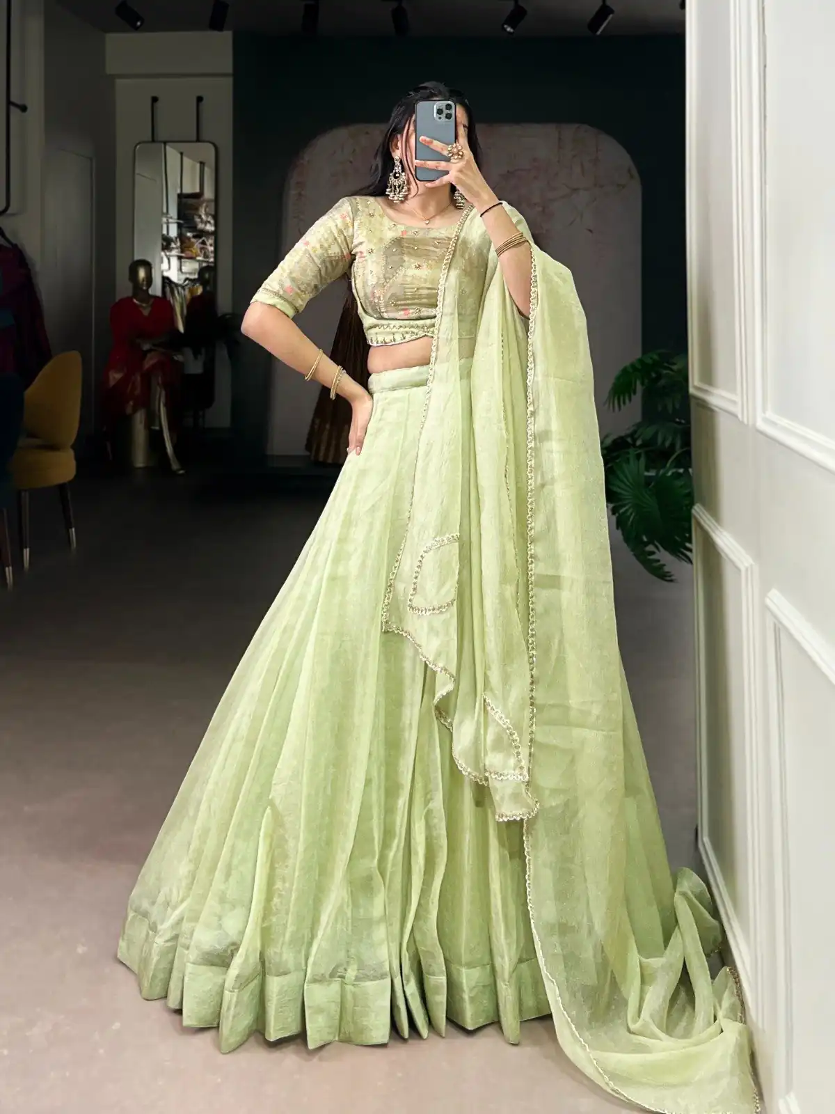 Pista Allen Crush Bead Sequins Work Lehenga Choli