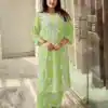 Pista Rayon Wid Lakhnavi  Style Work Kurti
