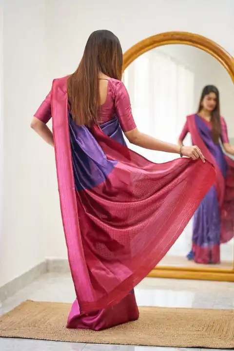 Purple Lichi Silk Jacquard Work Saree - Image 3