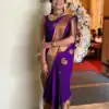 Purple Soft Lichi Silk Jacquard Work All Over Saree
