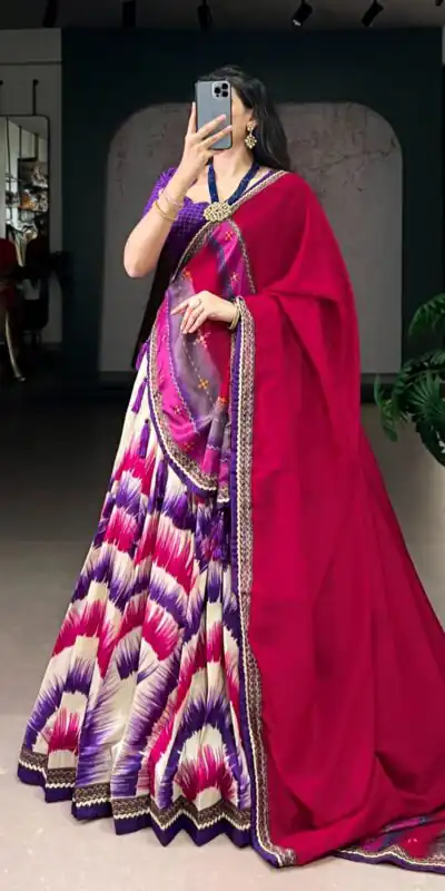 LNB 1247 Purple Color Taser Silk Printed Lehenga Choli Wedding, Party, Festive, Events Etc. Delivery 4-6 Working Days Rs 2849 | Lehenga, Bollywood Lehenga, Creative Lehenga, Designer Lehenga, Embroidered Lehenga, Party Wear Lehenga