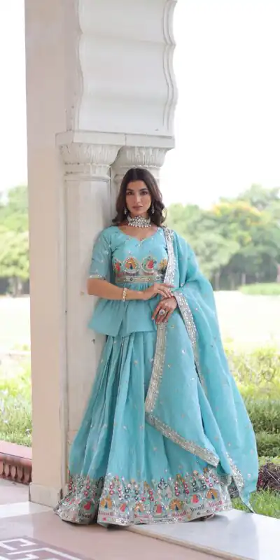 KA 5058 Sky Blue in Gold Crush Embroidery Work & Zari Work Lehenga Choli . Special Price ₹2649. Delivery 4-6 Working Days. Shop now. | Lehenga, Bollywood Lehenga, Creative Lehenga, Designer Lehenga, Embroidered Lehenga, Party Wear Lehenga