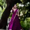 Wine Georgette Sequence Work Lehenga Choli