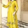 Yellow Faux Georgette Embroidery Lace Work Salwar Suit