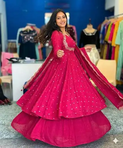 Pink Vichitra Silk Zari Embroidery Work Salwar Suit - Image 4