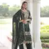 Green Faux Blooming Embroidered Work Salwar Suit