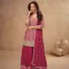 Red Chinon Sequence Work Salwar Suit